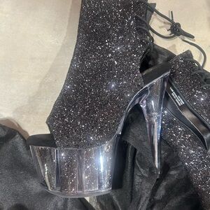 Pleaser brand Sparkling Black Platform Heels/Dance heels